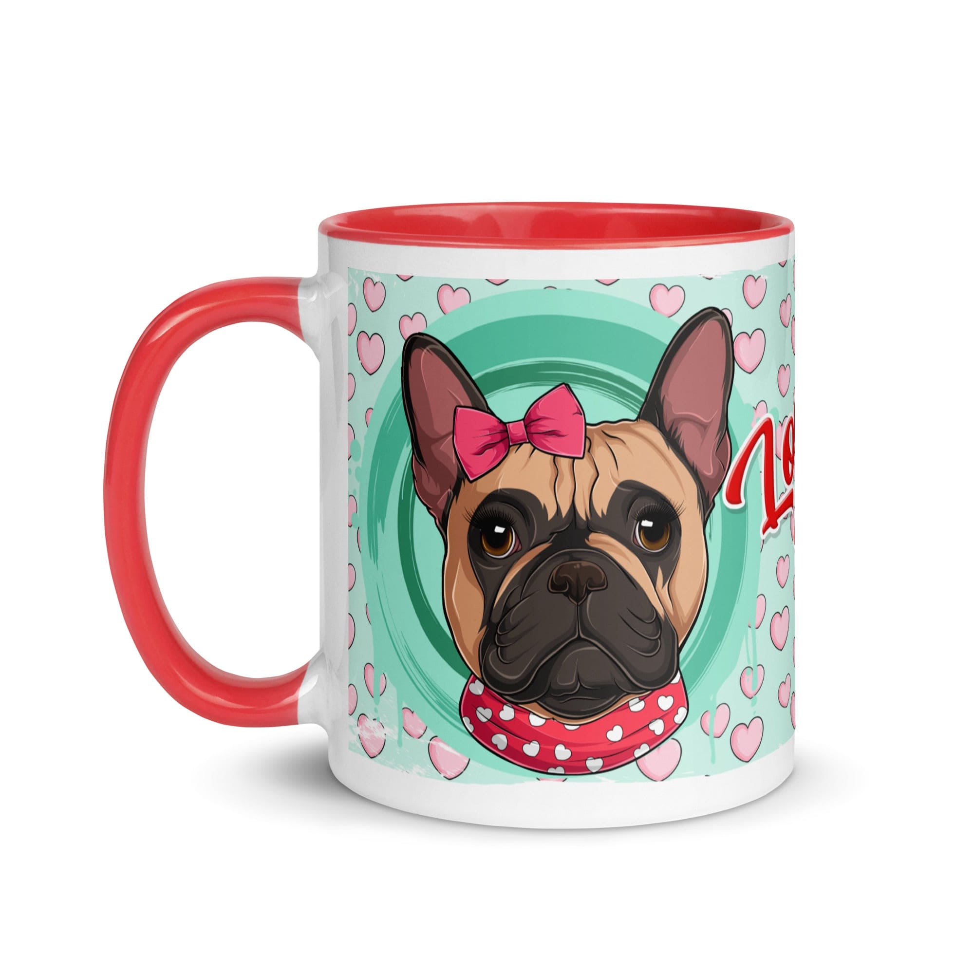 &quot;Love Bug&quot; French Bulldog Mug | Fawn &amp; White Colored Female