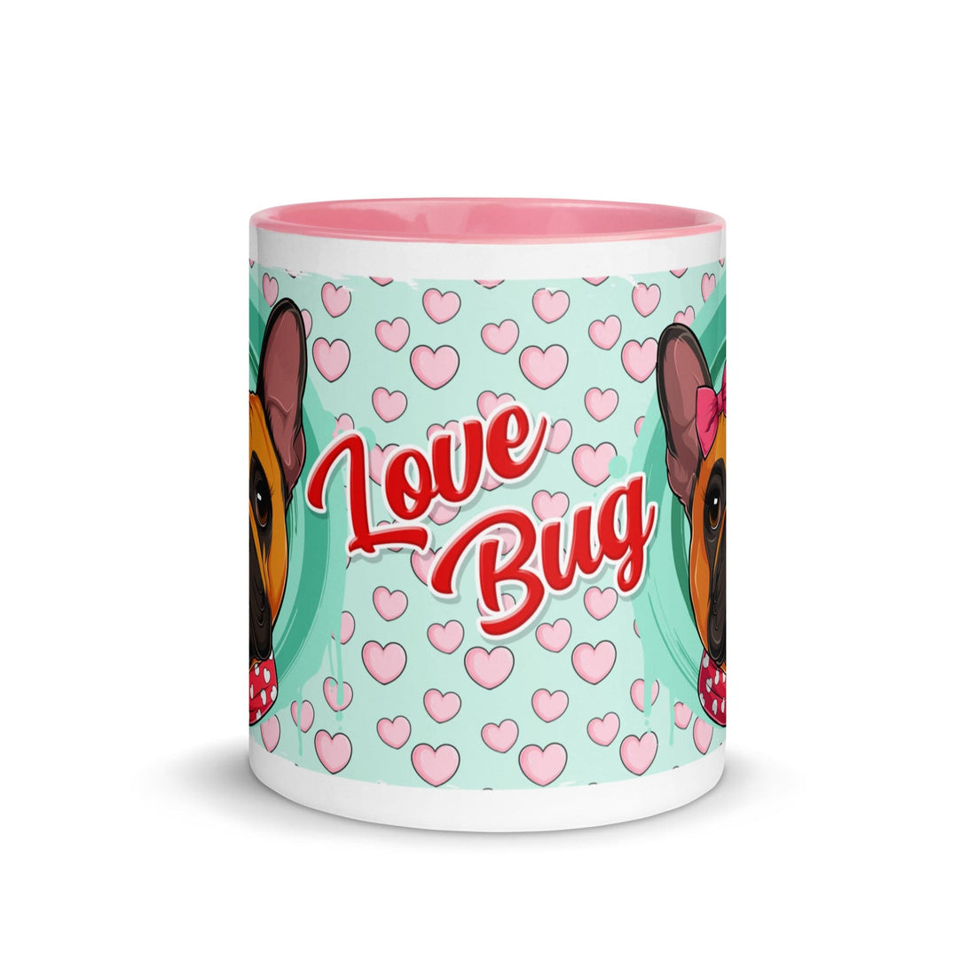 "Love Bug" French Bulldog Mug | Red & White Colored Female