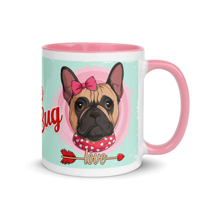 &quot;Love Bug&quot; with Arrow of Love French Bulldog Mug | Fawn &amp; White Colored Female