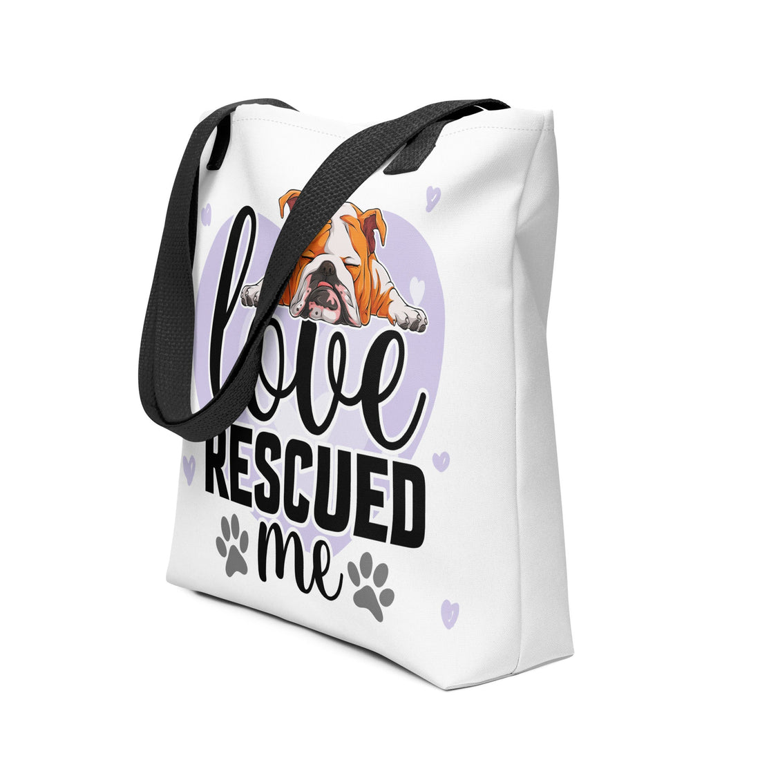 &quot;Love Rescued Me&quot; English Bulldog Tote Bag