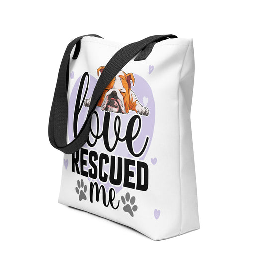 "Love Rescued Me" English Bulldog Tote Bag