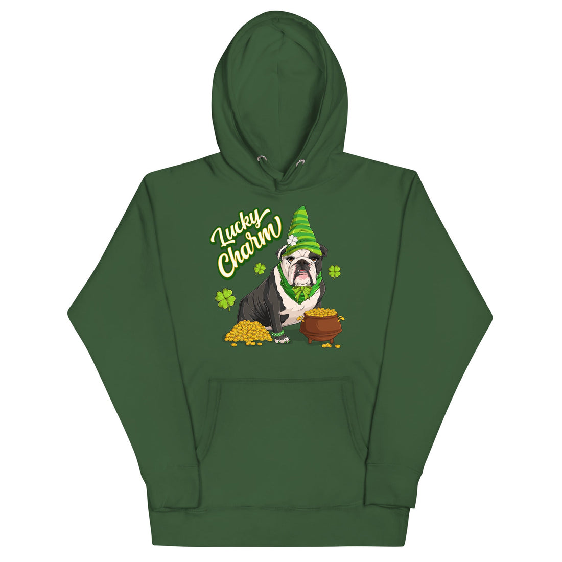 "Lucky Charm" Female Bulldog Hoodie | B&amp;W Colored