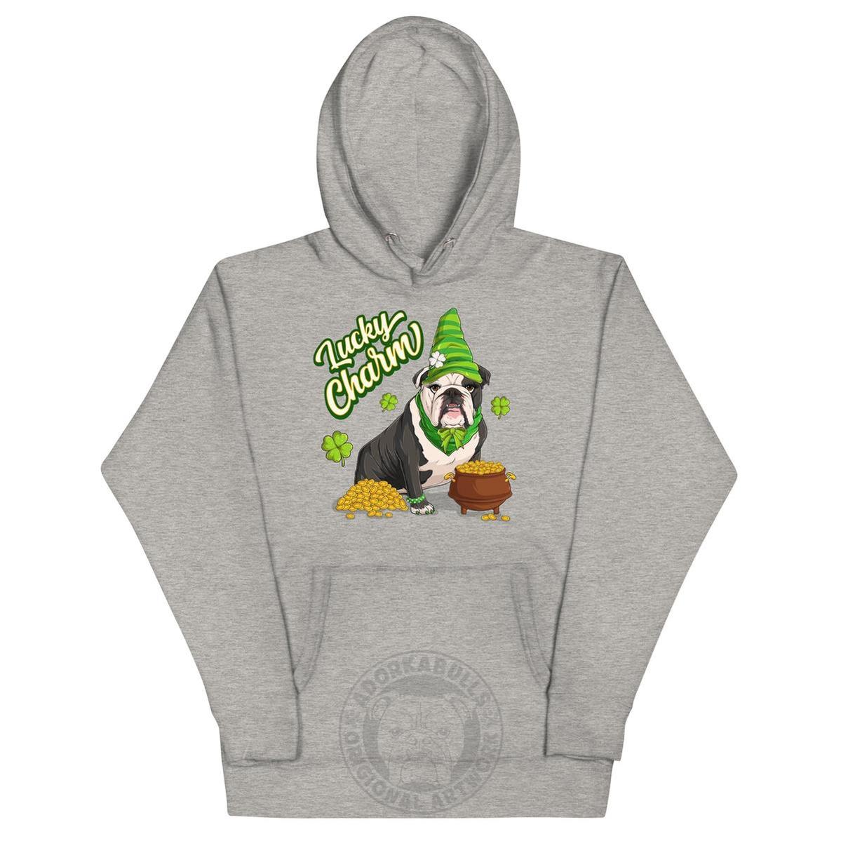 "Lucky Charm" Female Bulldog Hoodie | B&amp;W Colored