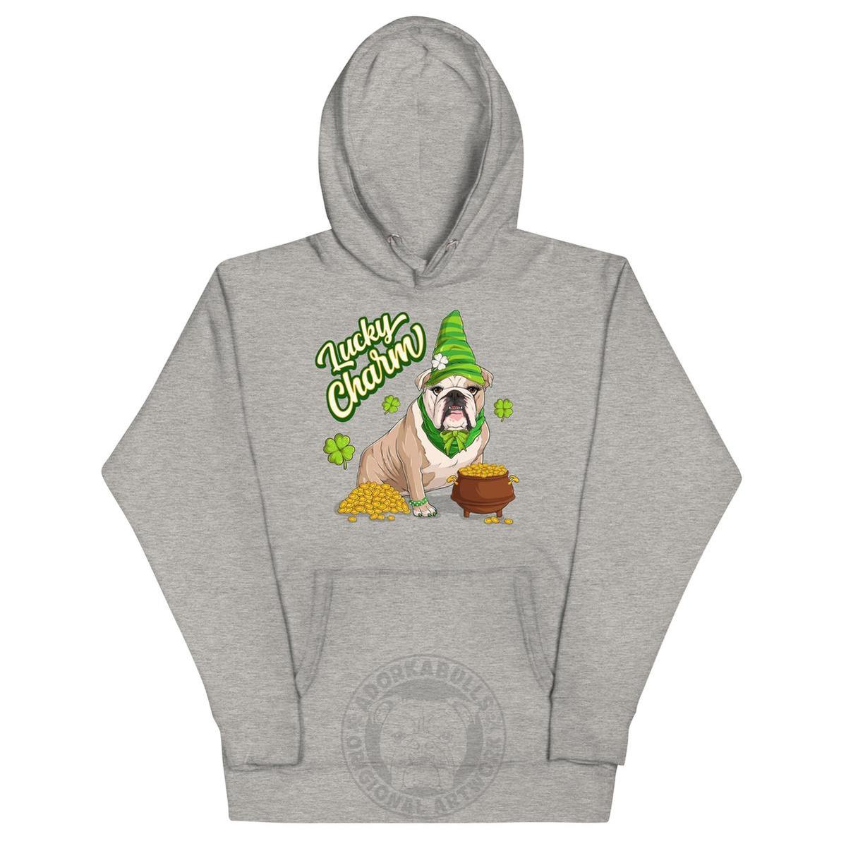 "Lucky Charm" Female Bulldog Hoodie | Fawn &amp; White Colored