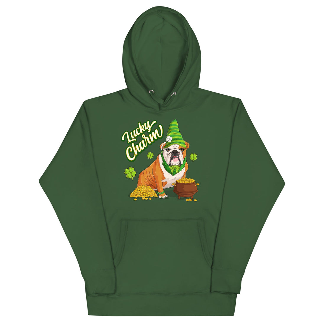 "Lucky Charm" Female Bulldog Hoodie | Red &amp; White Colored