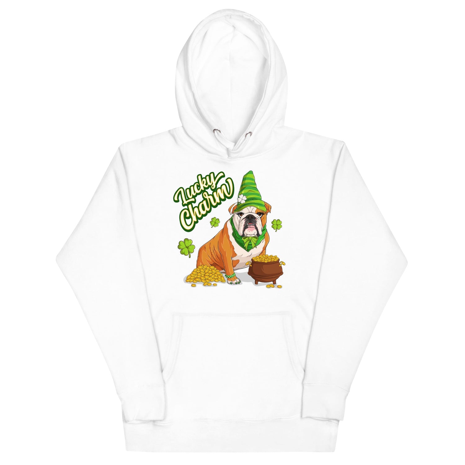 "Lucky Charm" Female Bulldog Hoodie | Red &amp; White Colored