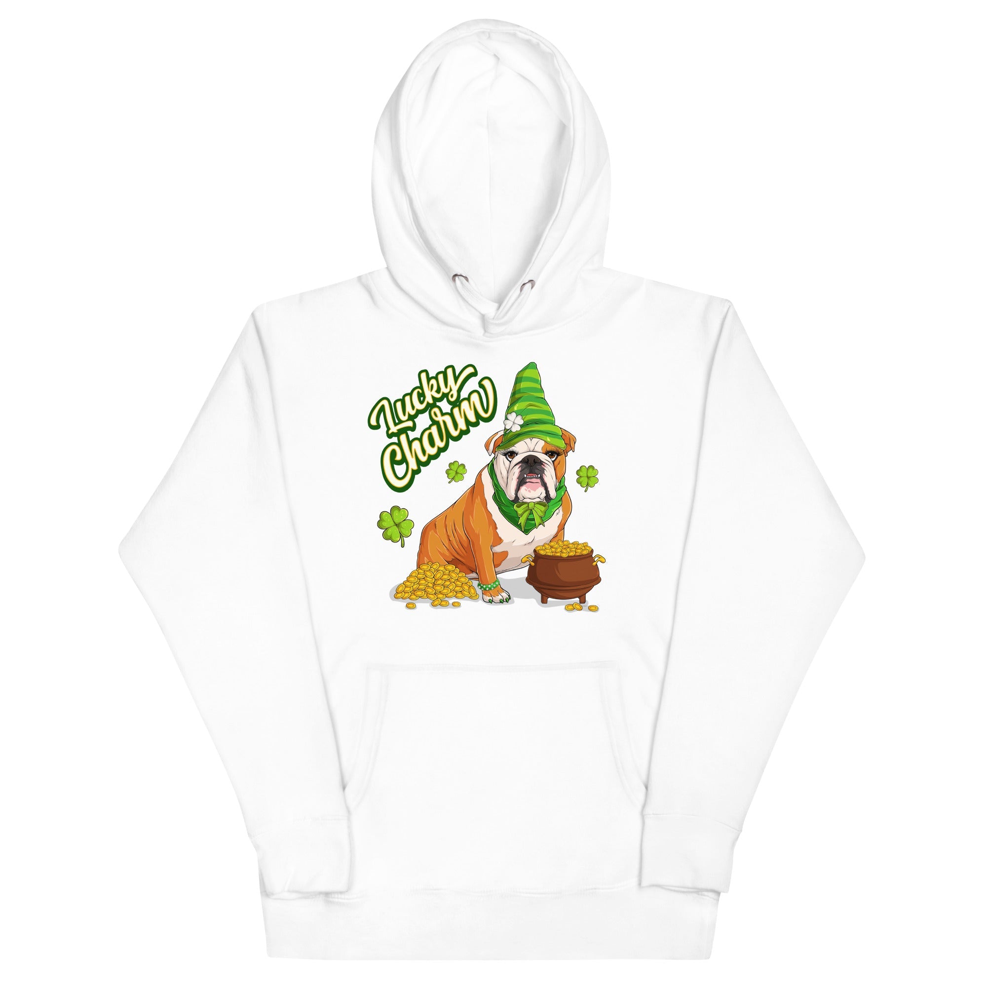 "Lucky Charm" Female Bulldog Hoodie | Red &amp; White Colored