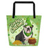 "Lucky Charm" Female Bulldog Large Tote Bag with Pocket | B&W Colored