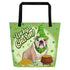"Lucky Charm" Female Bulldog Large Tote Bag with Pocket | Fawn & White Colored