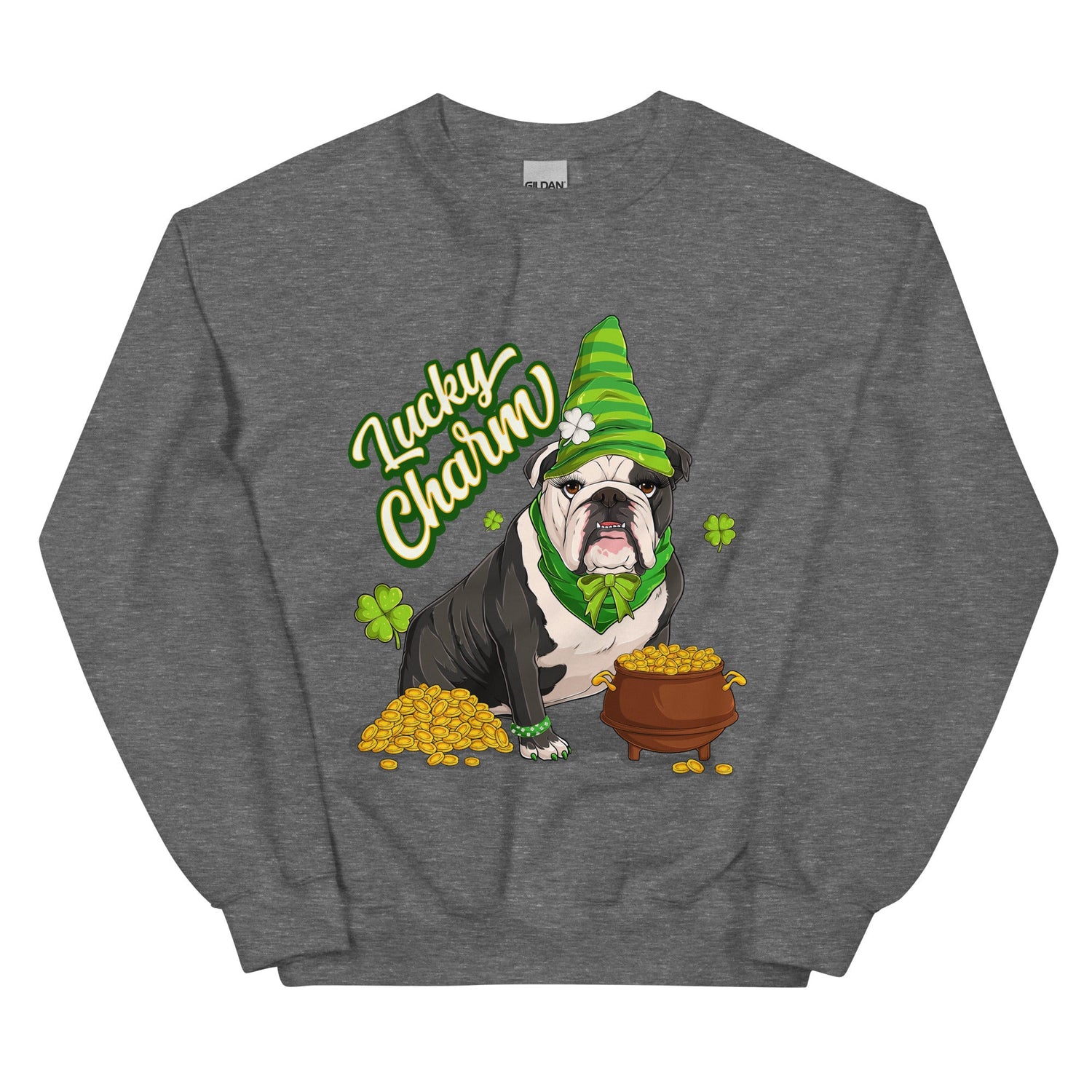 "Lucky Charm" Female Bulldog Sweatshirt | B&amp;W Colored