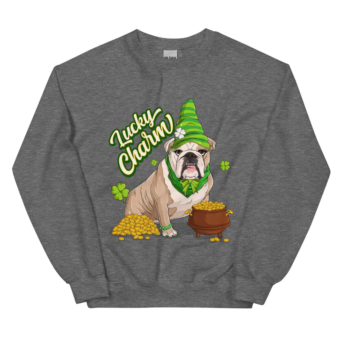 "Lucky Charm" Female Bulldog Sweatshirt | Fawn &amp; White Colored