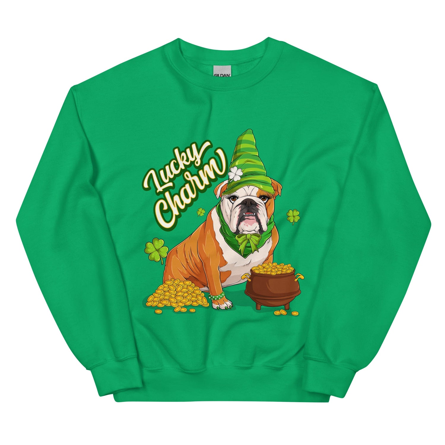 "Lucky Charm" Female Bulldog Sweatshirt| Red &amp; White Colored