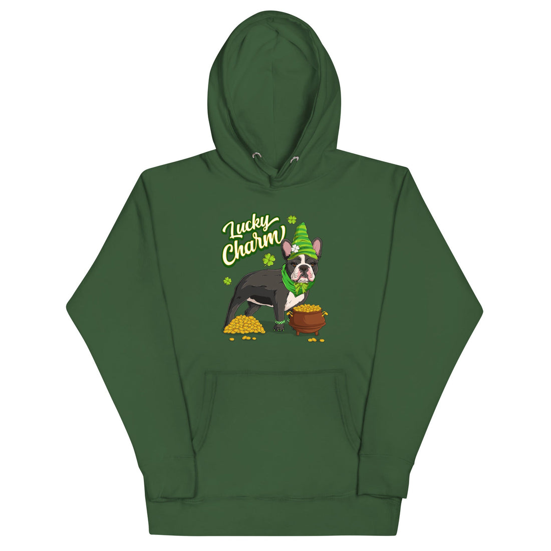 "Lucky Charm" Female Frenchie Hoodie | B&amp;W Colored