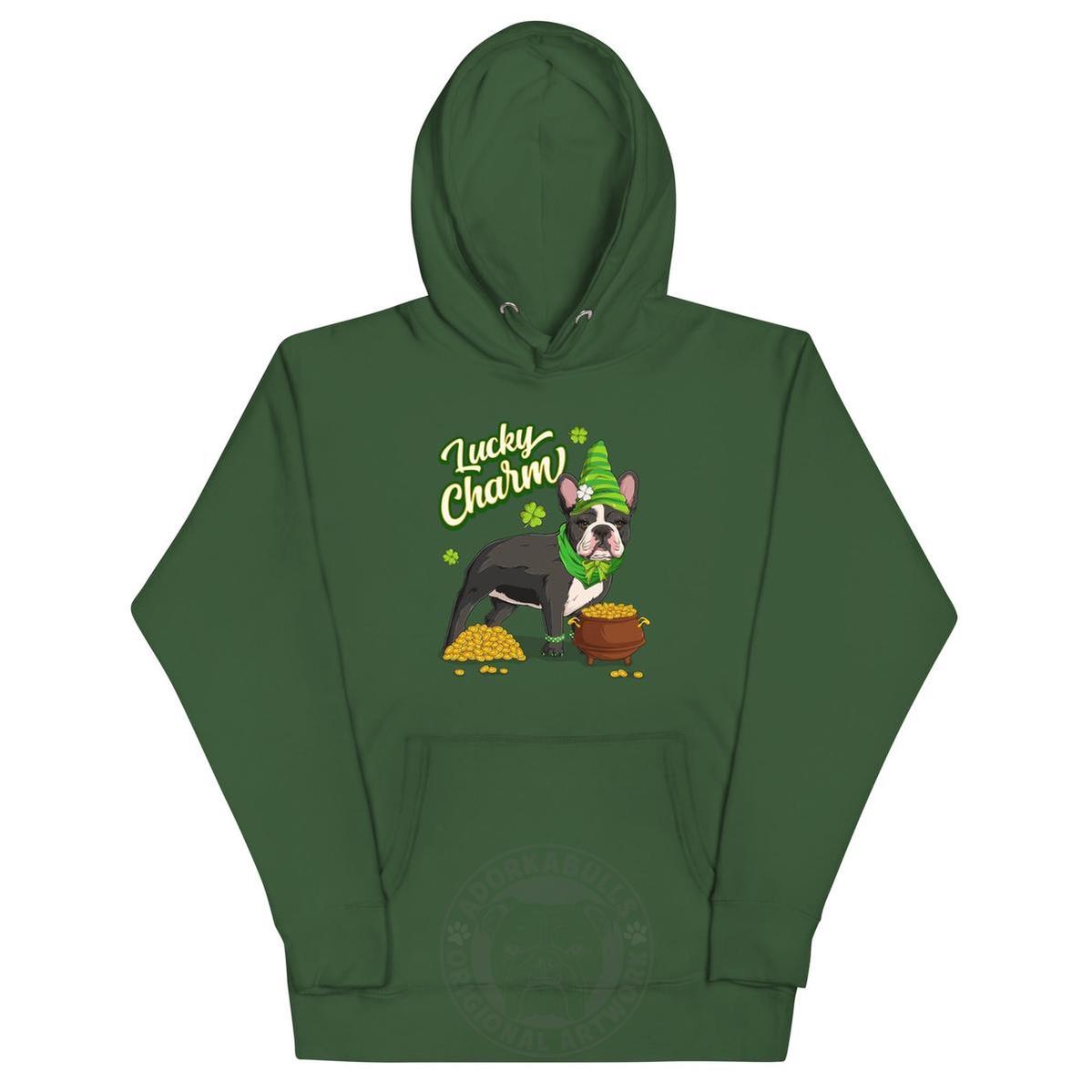 "Lucky Charm" Female Frenchie Hoodie | B&amp;W Colored