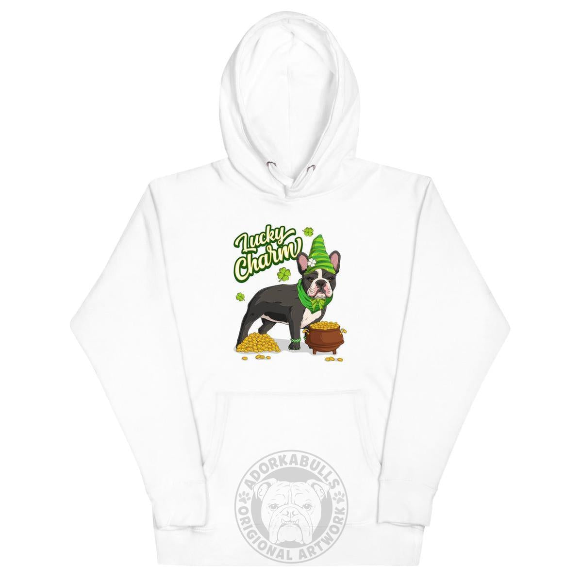"Lucky Charm" Female Frenchie Hoodie | B&amp;W Colored