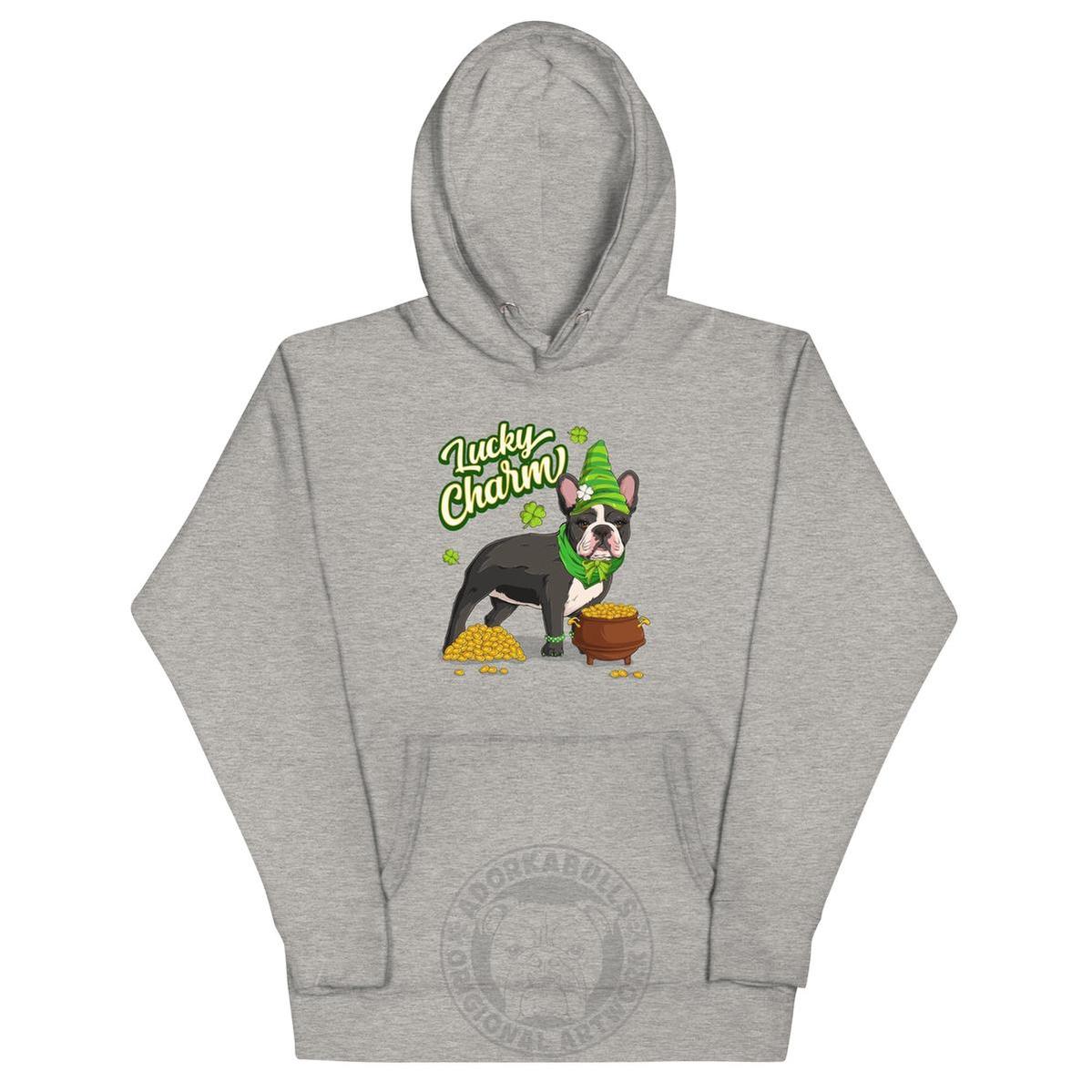 "Lucky Charm" Female Frenchie Hoodie | B&amp;W Colored