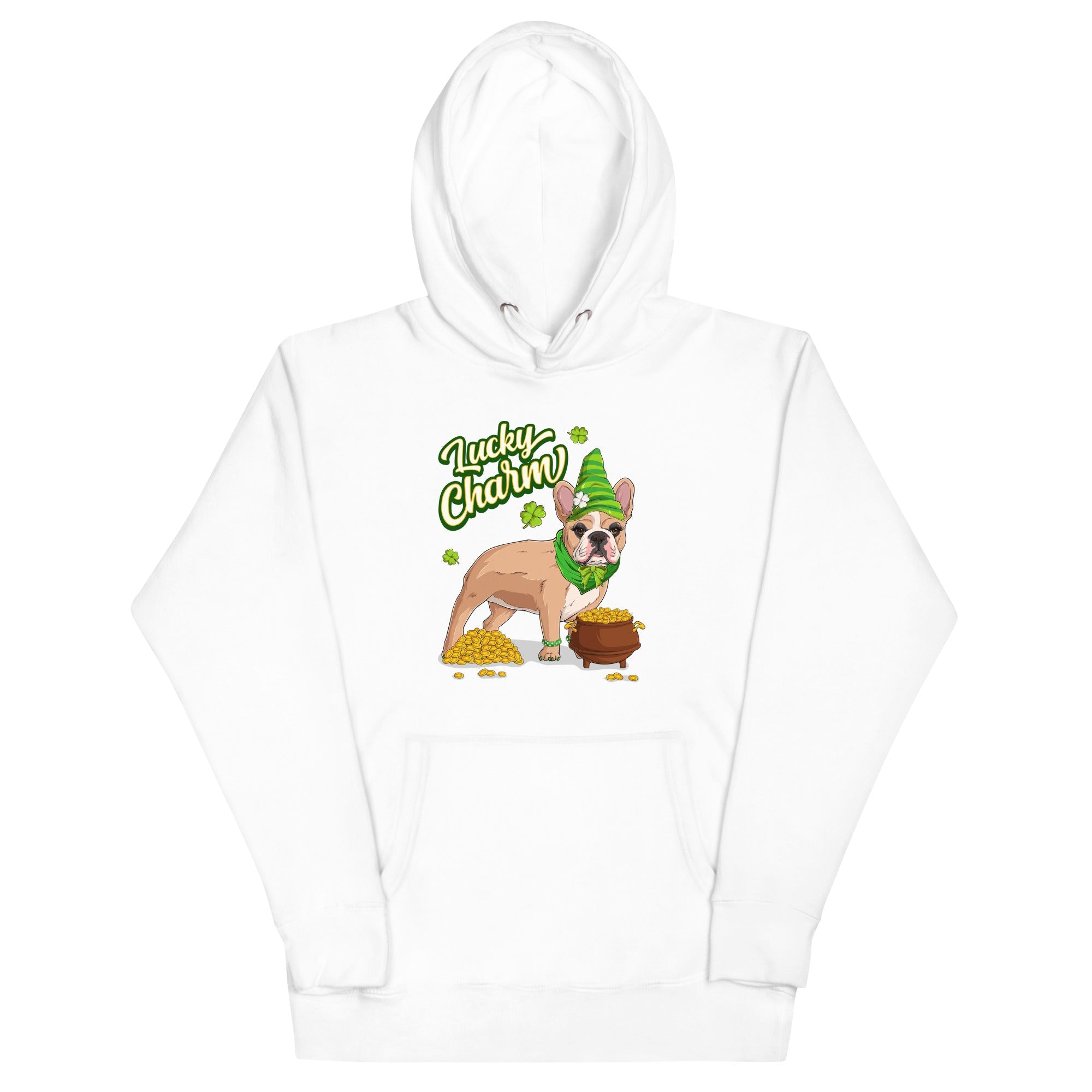 "Lucky Charm" Female Frenchie Hoodie | Fawn &amp; White Colored
