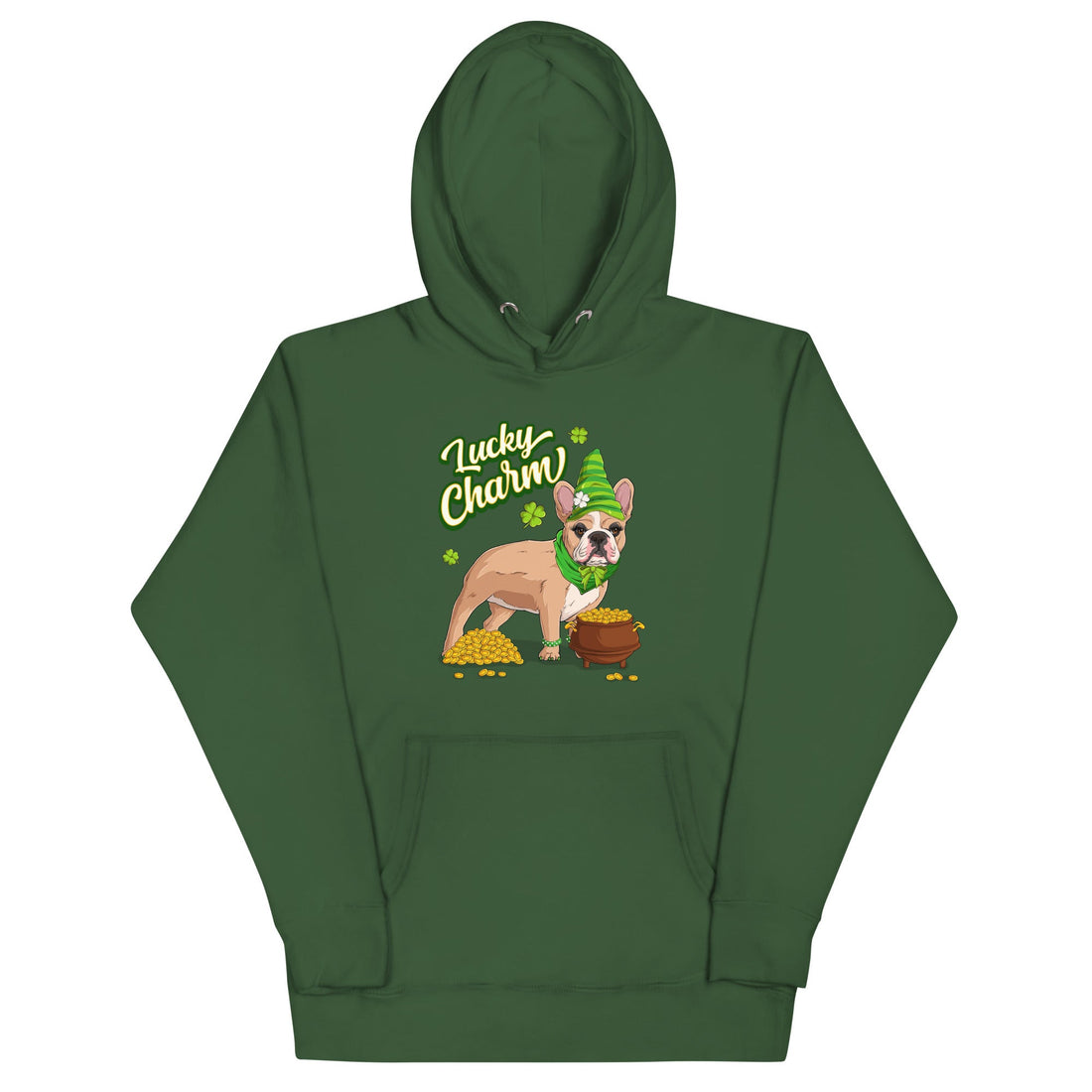 "Lucky Charm" Female Frenchie Hoodie | Fawn &amp; White Colored