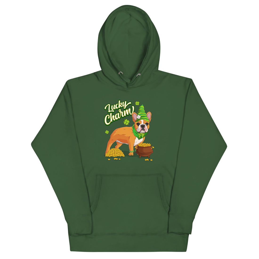 "Lucky Charm" Female Frenchie Hoodie | Red &amp; White Colored