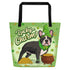 "Lucky Charm" Female Frenchie Large Tote Bag with Pocket | B&W Colored