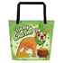 "Lucky Charm" Female Frenchie Large Tote Bag with Pocket | Red & White Colored