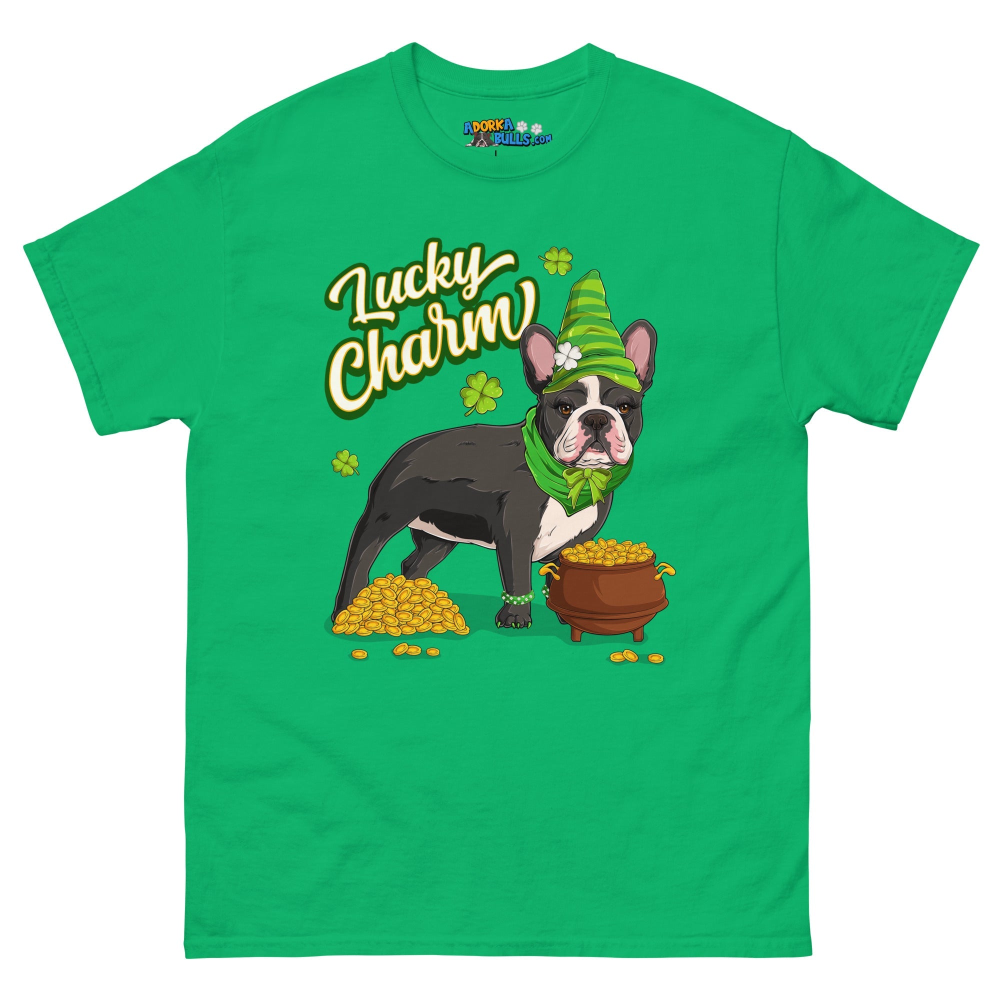"Lucky Charm" Female Frenchie Men’s T-Shirt | B&amp;W Colored