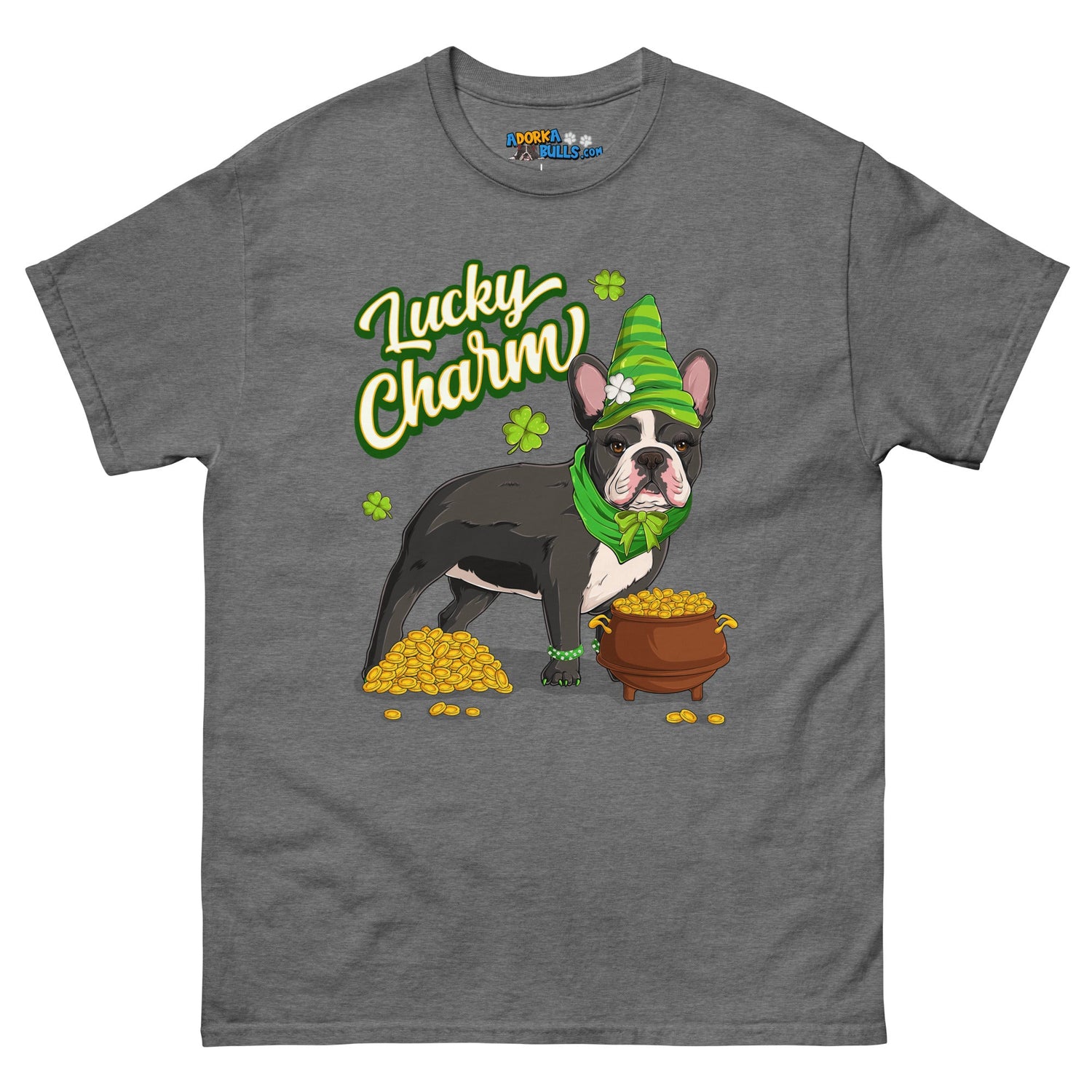 "Lucky Charm" Female Frenchie Men’s T-Shirt | B&amp;W Colored
