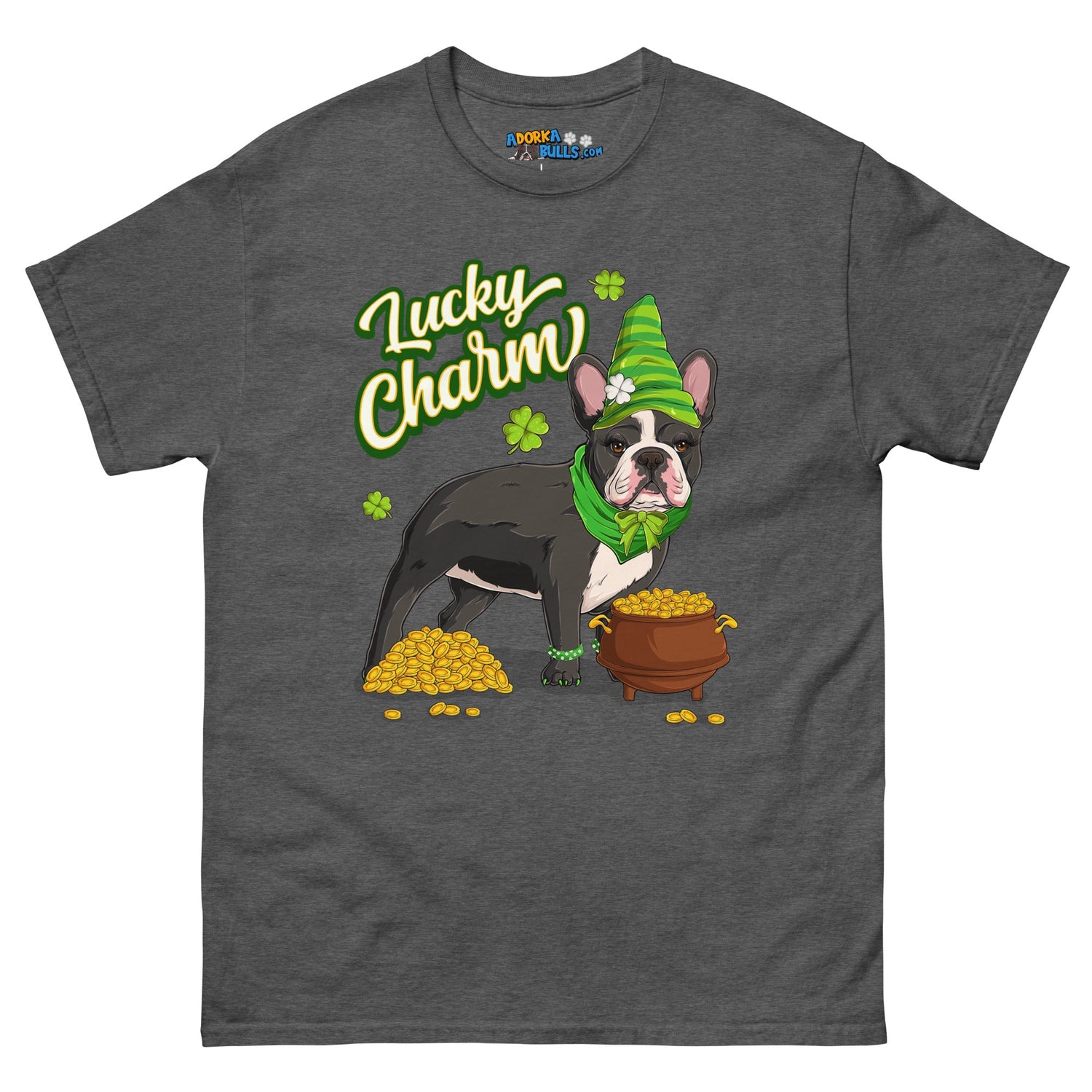 "Lucky Charm" Female Frenchie Men’s T-Shirt | B&amp;W Colored
