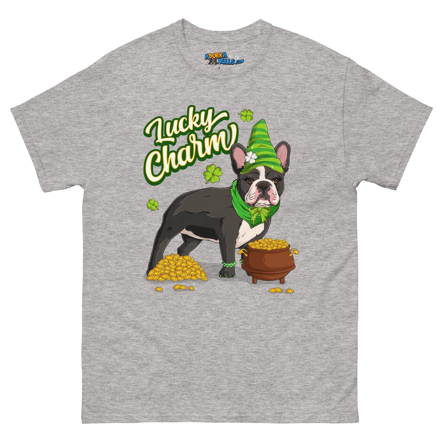 "Lucky Charm" Female Frenchie Men’s T-Shirt | B&amp;W Colored
