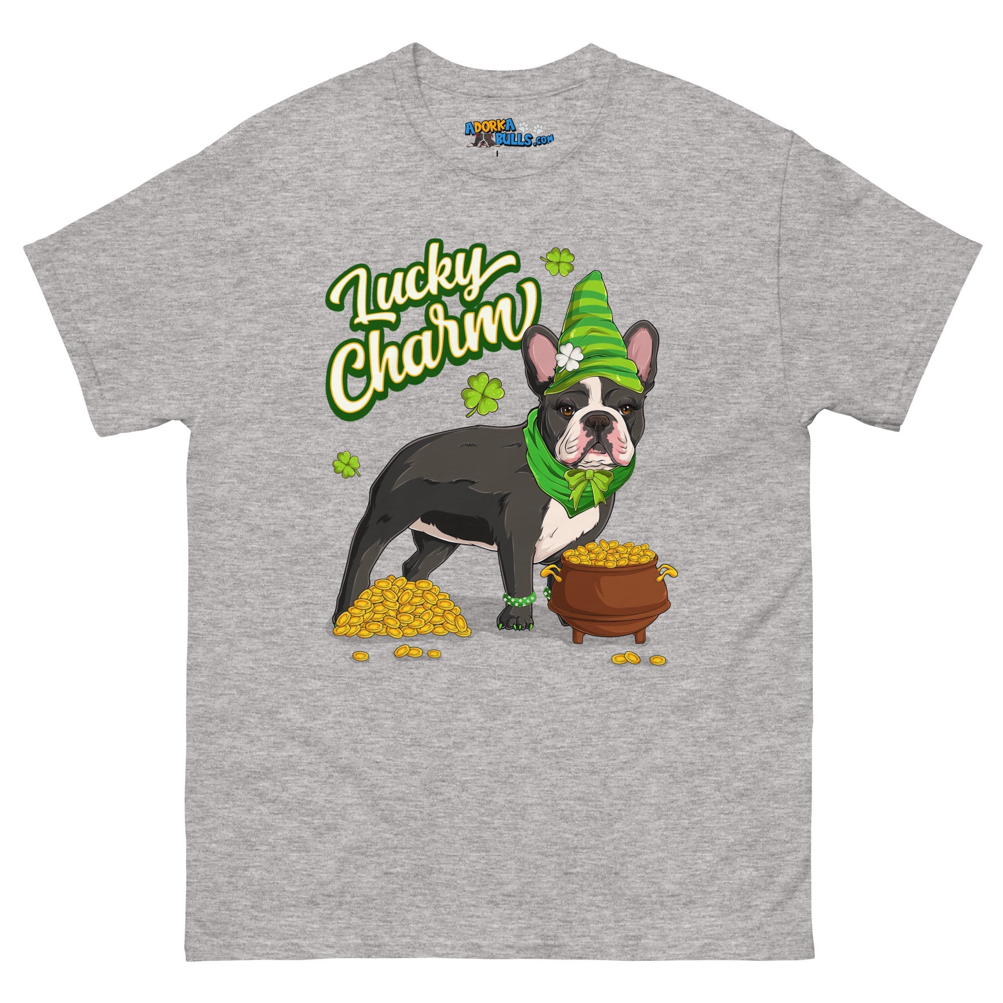 "Lucky Charm" Female Frenchie Men’s T-Shirt | B&amp;W Colored