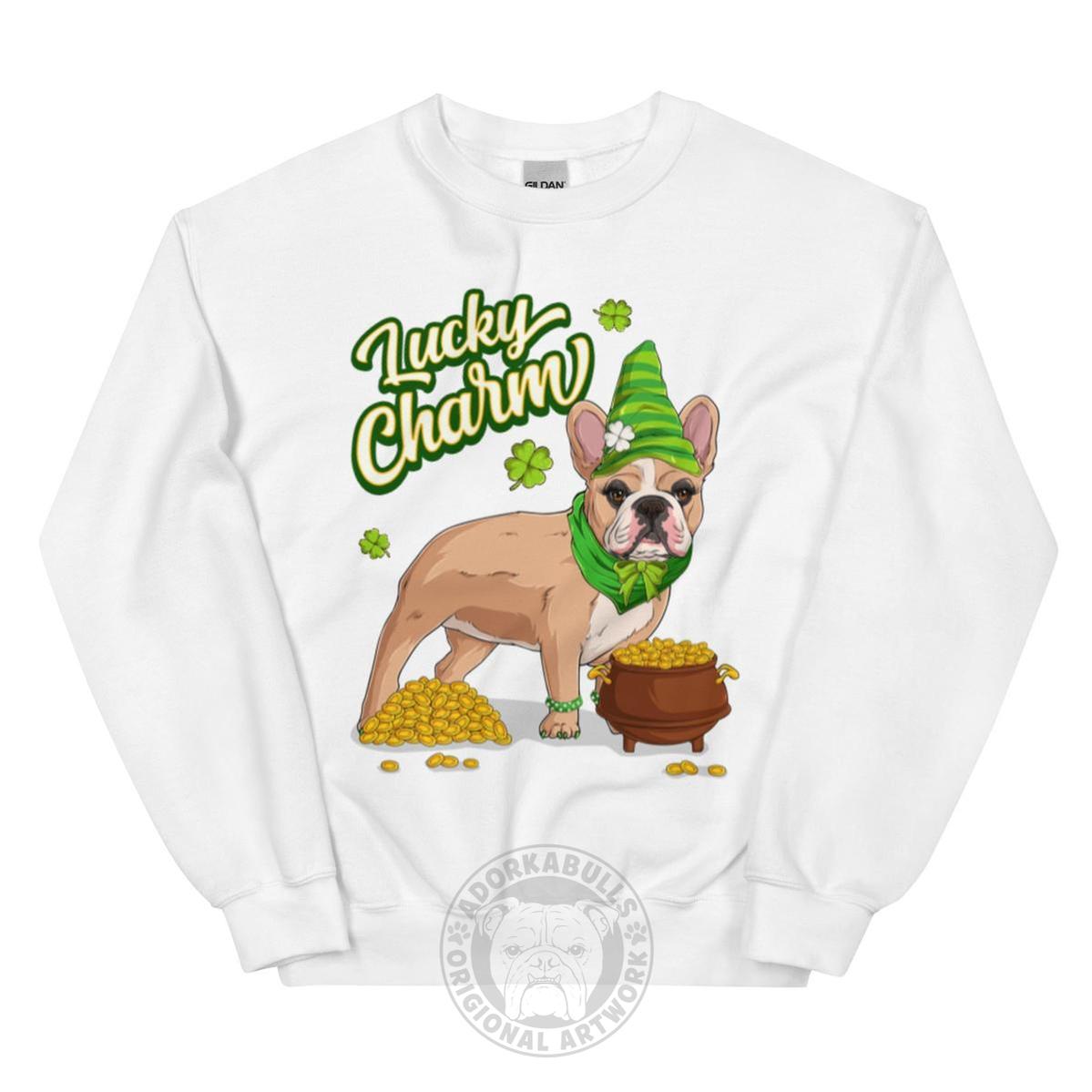 "Lucky Charm" Female Frenchie Sweatshirt | Fawn &amp; White Colored