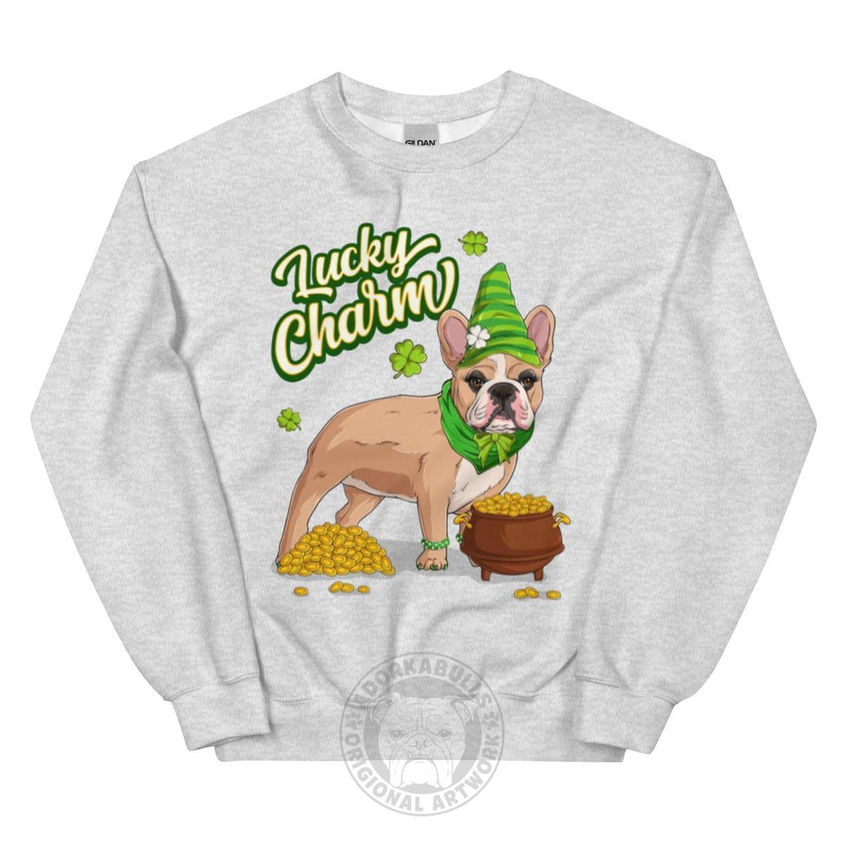 "Lucky Charm" Female Frenchie Sweatshirt | Fawn &amp; White Colored