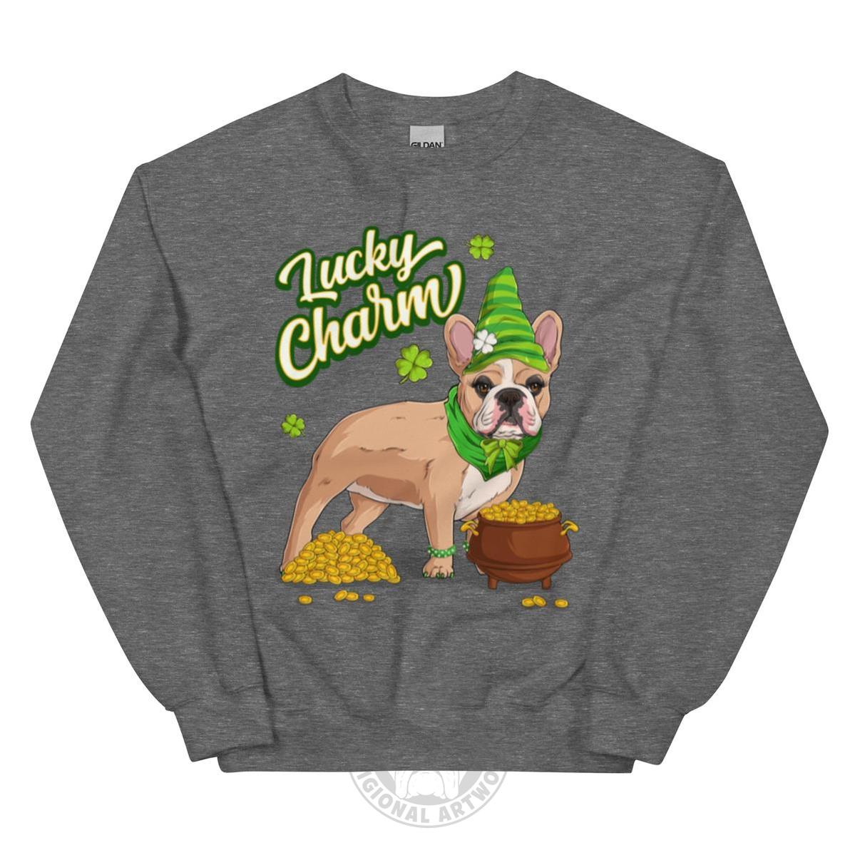 "Lucky Charm" Female Frenchie Sweatshirt | Fawn &amp; White Colored