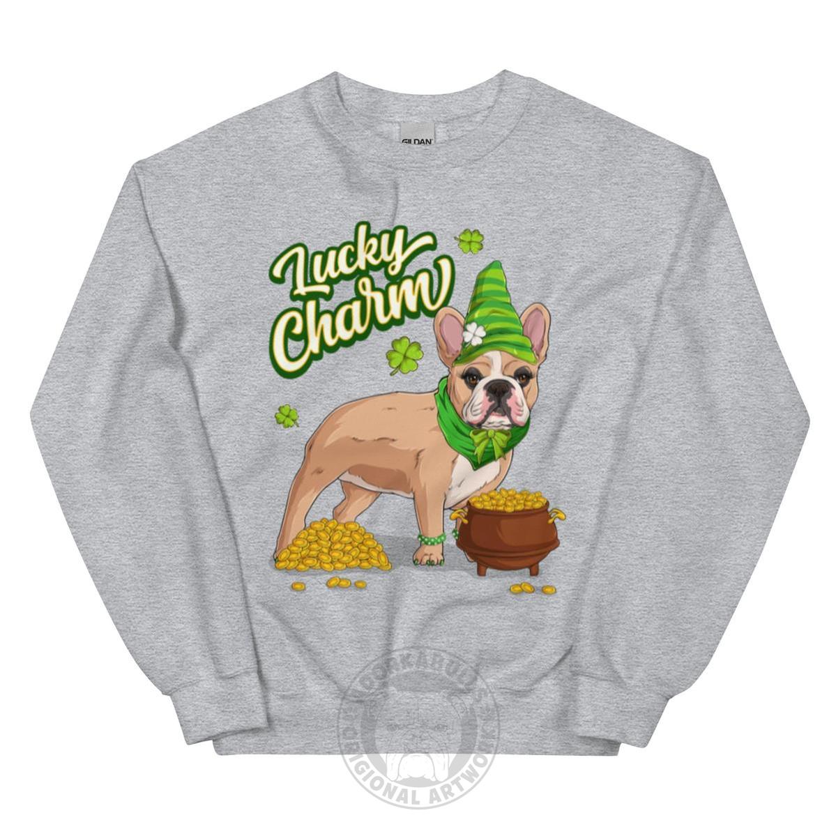 "Lucky Charm" Female Frenchie Sweatshirt | Fawn &amp; White Colored