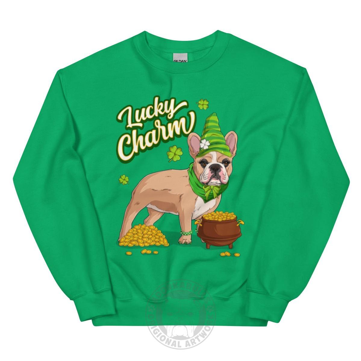 "Lucky Charm" Female Frenchie Sweatshirt | Fawn &amp; White Colored