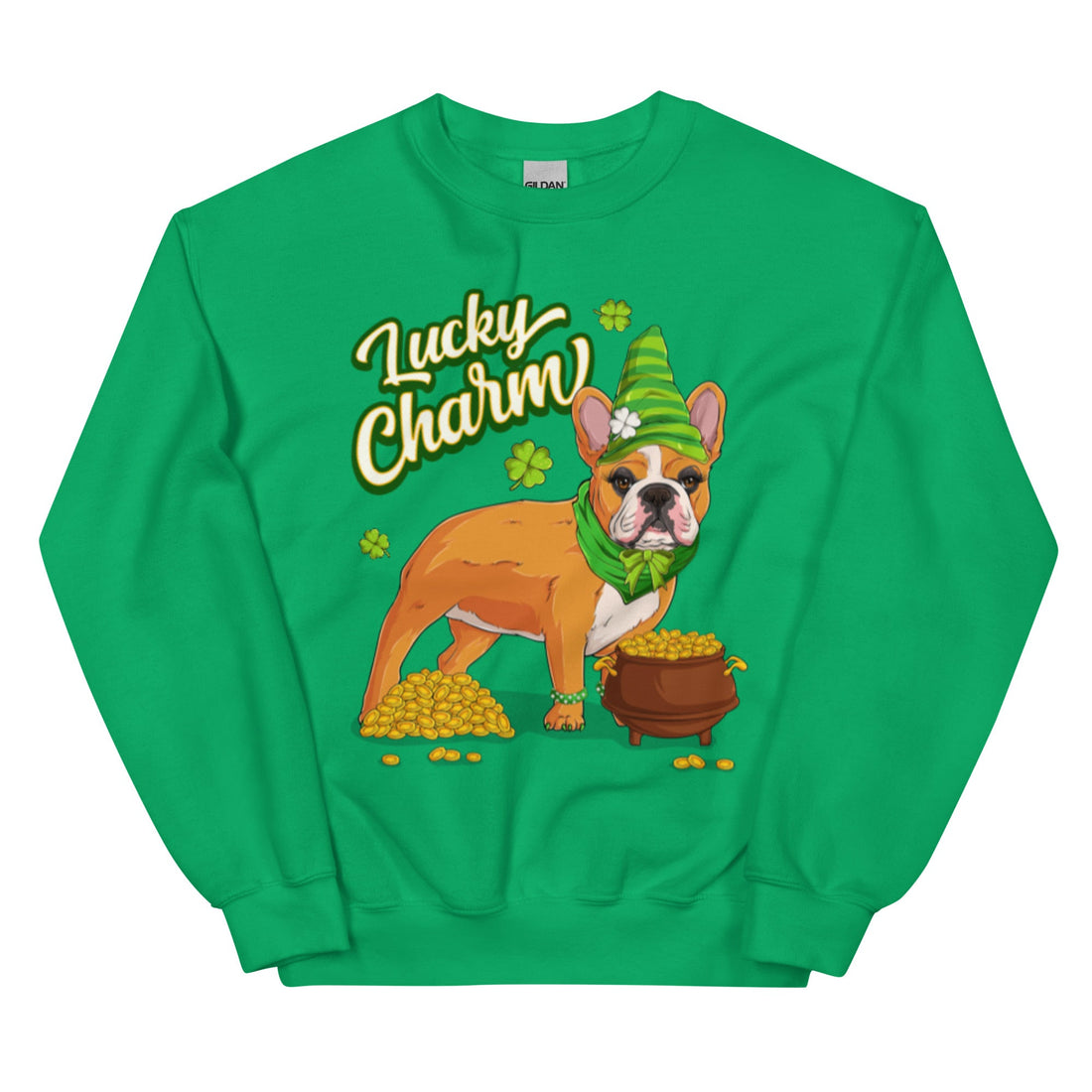 "Lucky Charm" Female Frenchie Sweatshirt | Red &amp; White Colored
