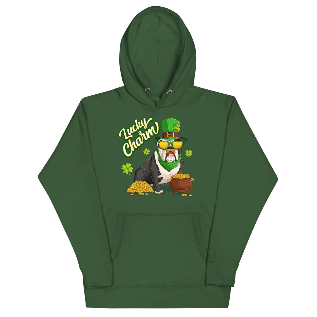 "Lucky Charm" Male Bulldog Hoodie | B&amp;W Colored