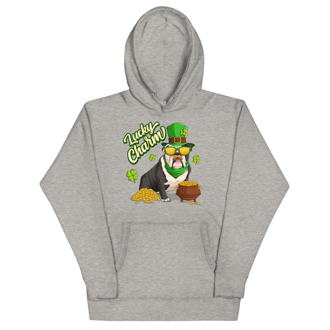 "Lucky Charm" Male Bulldog Hoodie | B&amp;W Colored