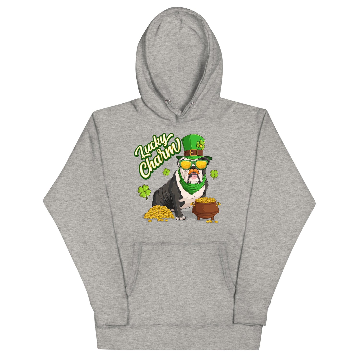 "Lucky Charm" Male Bulldog Hoodie | B&amp;W Colored