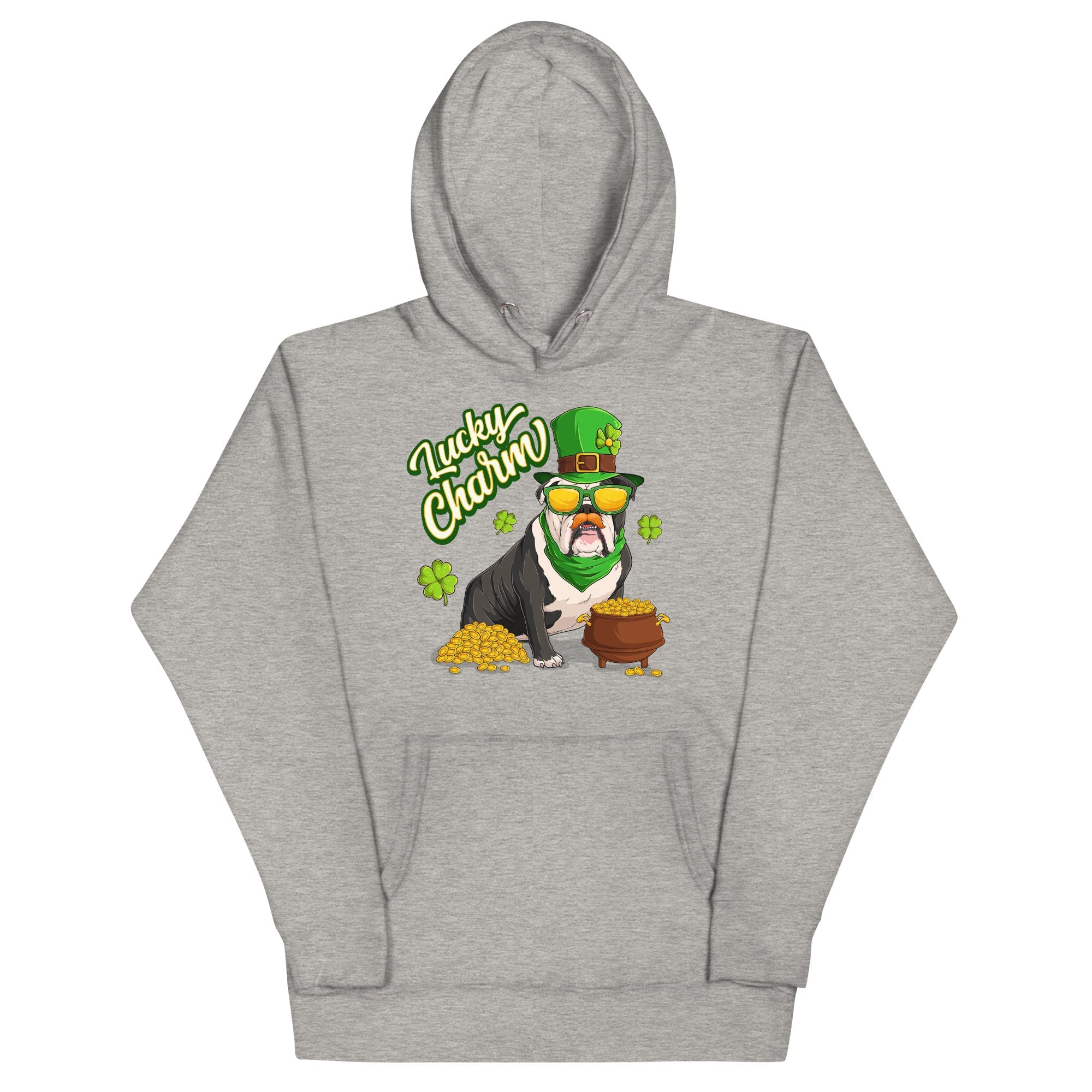 "Lucky Charm" Male Bulldog Hoodie | B&amp;W Colored