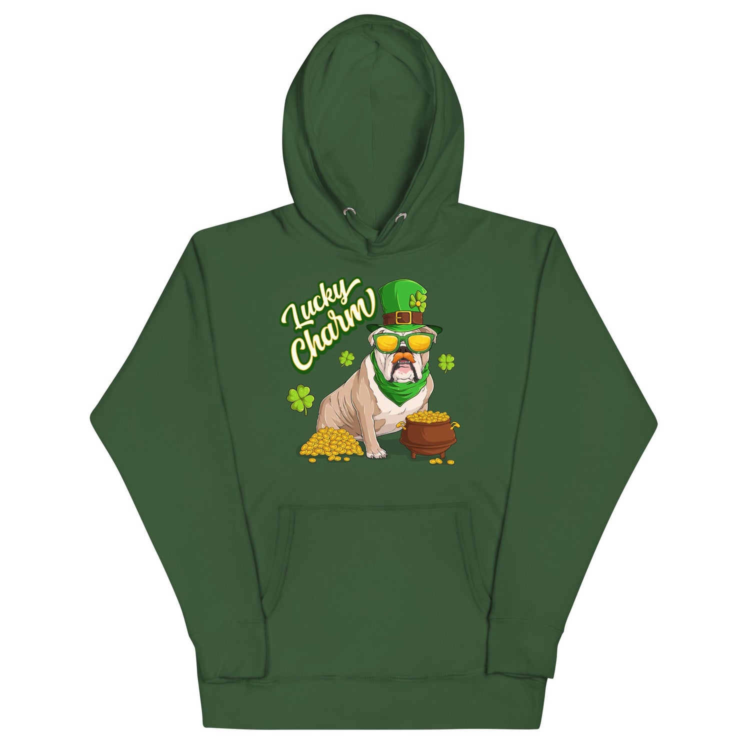 "Lucky Charm" Male Bulldog Hoodie | Fawn &amp; White Colored