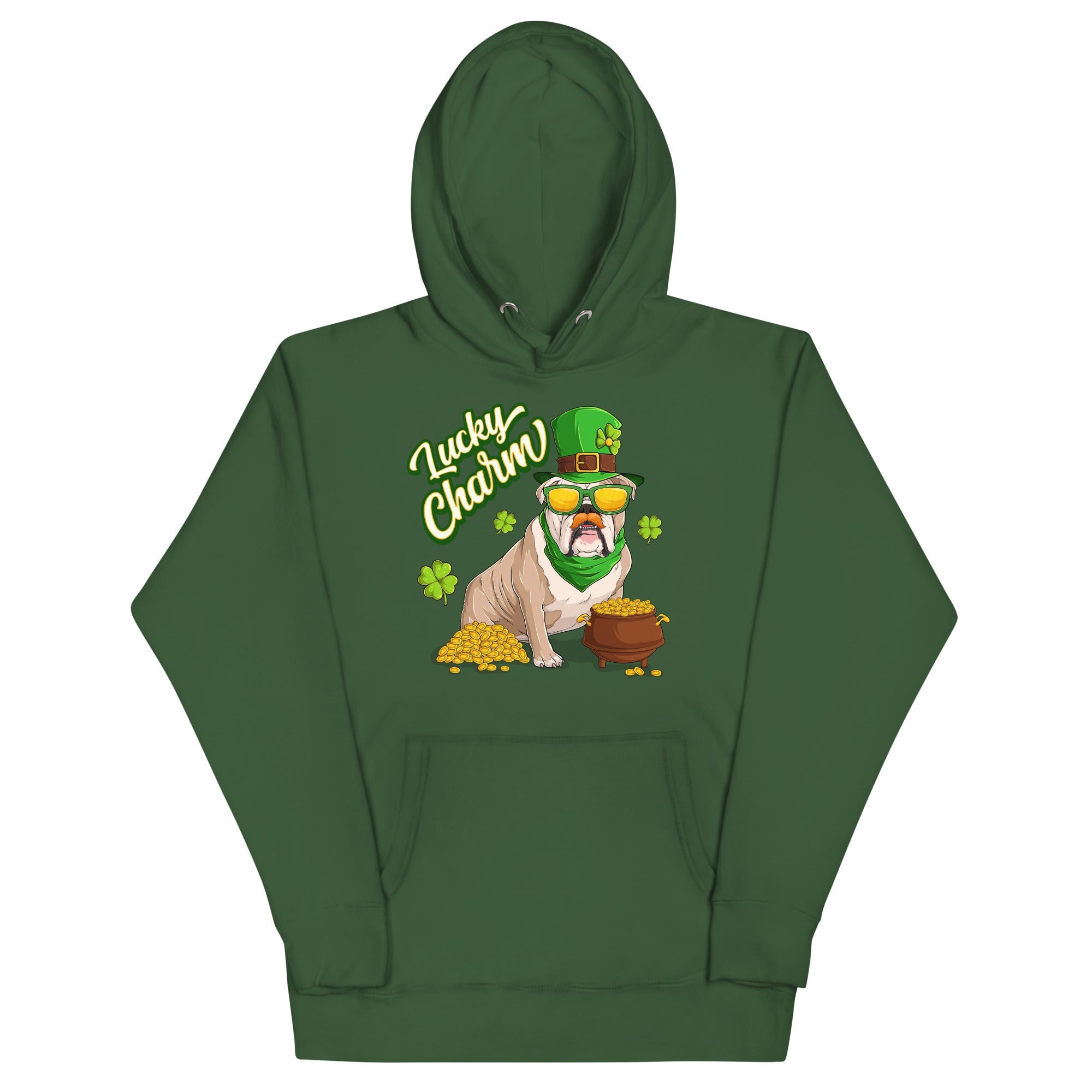 "Lucky Charm" Male Bulldog Hoodie | Fawn &amp; White Colored