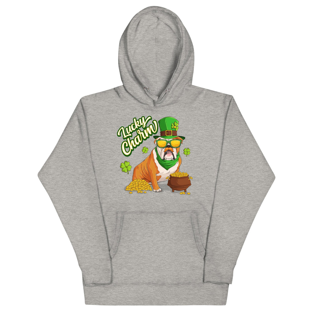 "Lucky Charm" Male Bulldog Hoodie | Red &amp; White Colored