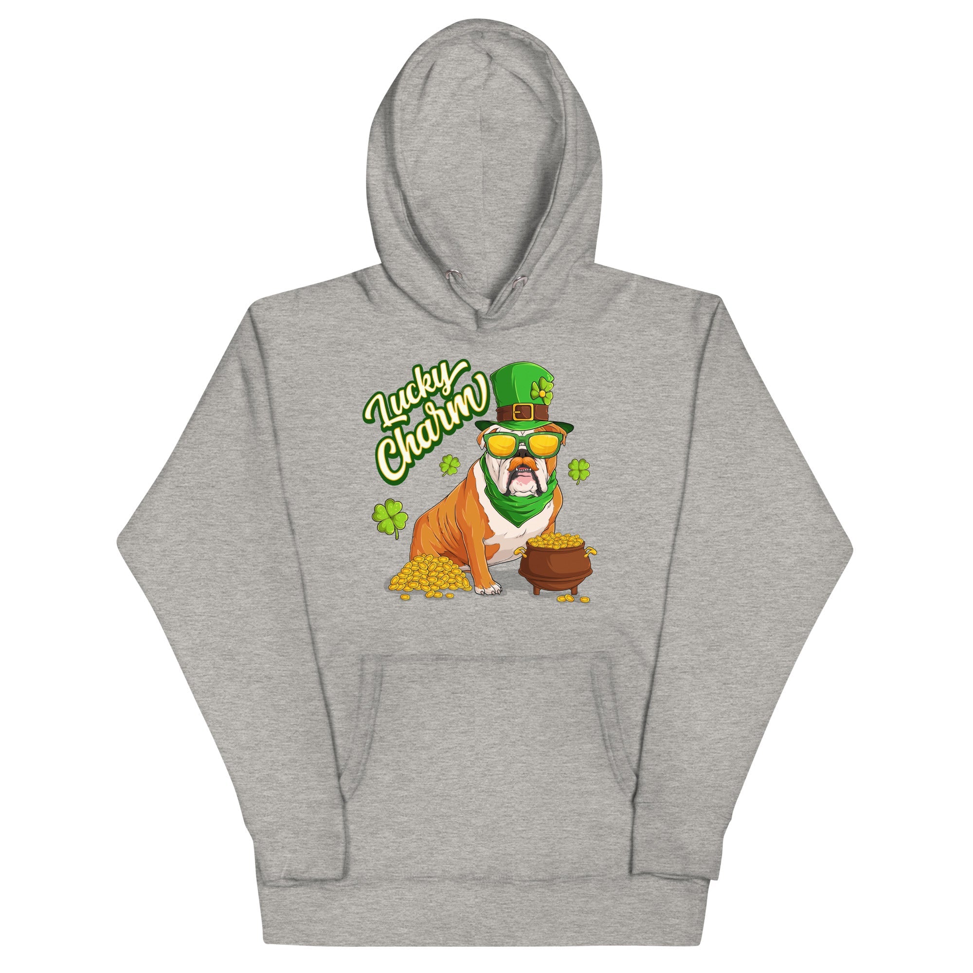 "Lucky Charm" Male Bulldog Hoodie | Red &amp; White Colored