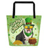 "Lucky Charm" Male Bulldog Large Tote Bag with Pocket | B&W Colored