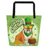 "Lucky Charm" Male Bulldog Large Tote Bag with Pocket | Red & White Colored