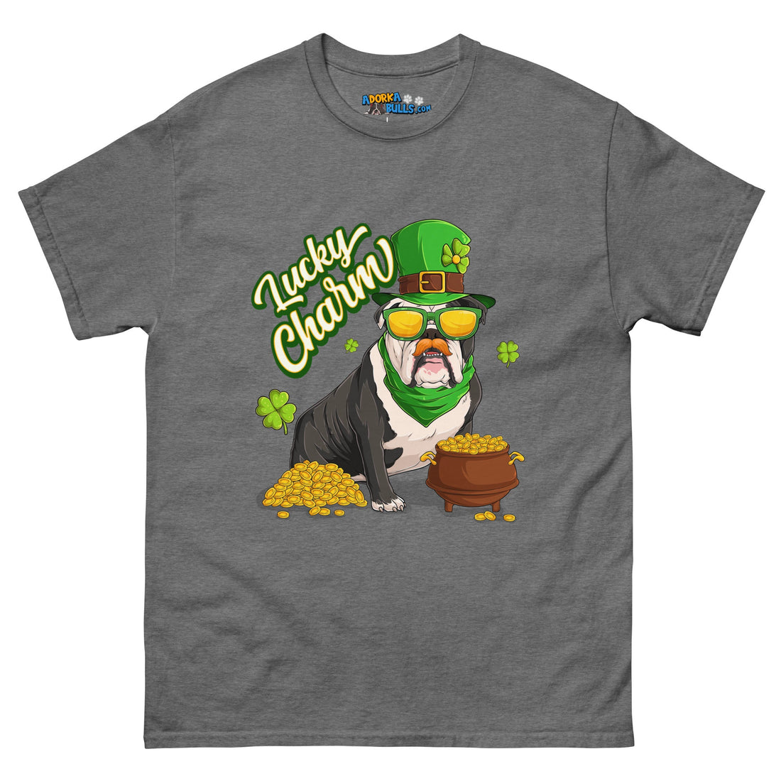 "Lucky Charm" Male Bulldog Men’s T-Shirt | B&amp;W Colored