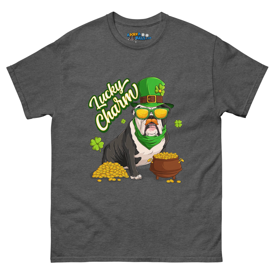 "Lucky Charm" Male Bulldog Men’s T-Shirt | B&amp;W Colored