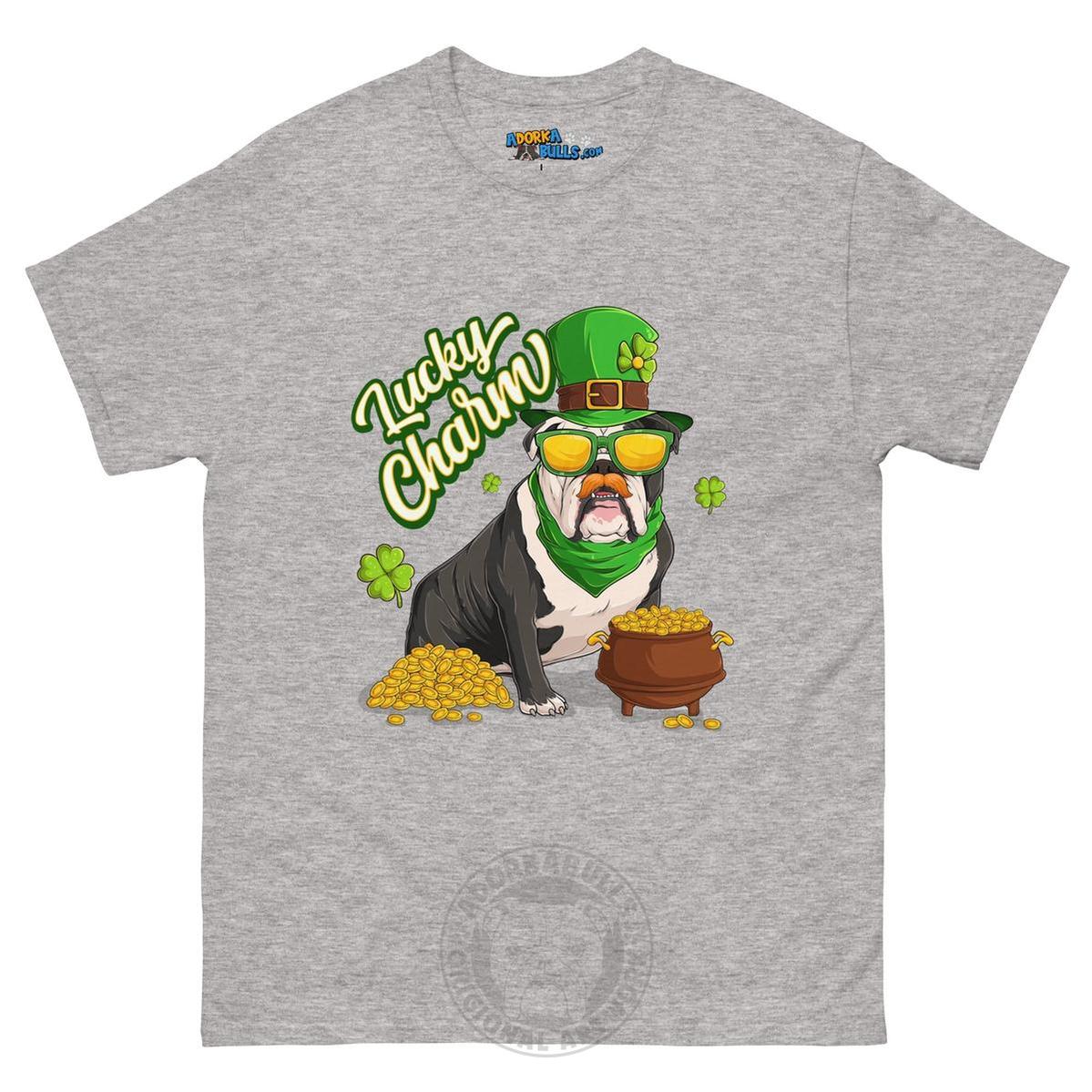 "Lucky Charm" Male Bulldog Men’s T-Shirt | B&amp;W Colored
