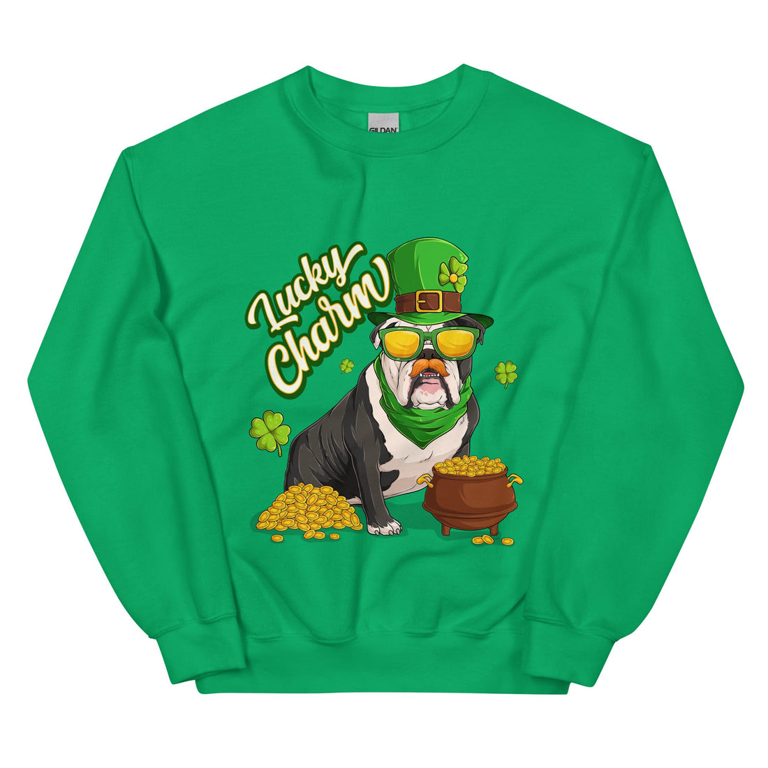 "Lucky Charm" Male Bulldog Sweatshirt| B&amp;W Colored